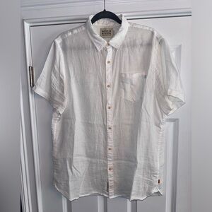Men’s Scotch & Soda 100% Linen Short Sleeve Button Up Shirt Size Large White